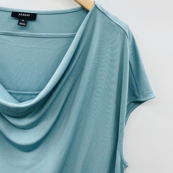 Alfani Womens Plus Size 3X Asymmetrical Drape-Neck Top Jade Green $75 638 - Picture 3 of 7